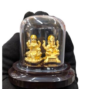 999 Pure silver Lakshmi Ganesha Idol - 24K Gold Plated