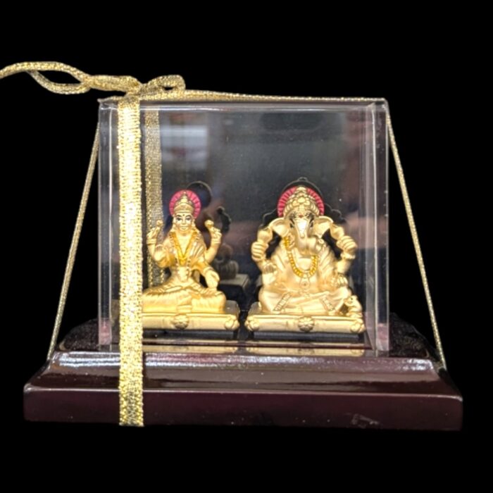 999 Pure silver Lakshmi Ganesh Idol - 24K Gold Plated