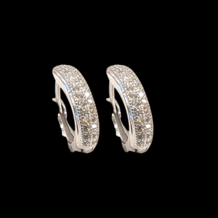 925 Sterling Silver Hoops with Zirconia Stones – 1.5cm | Ships in USA and Canada only