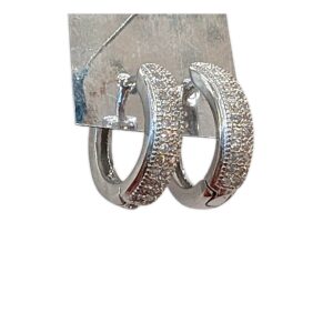 925 Sterling Silver Hoops with Zirconia Stones – 1.5cm | Ships in USA and Canada only