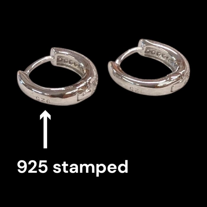Stamped 925 Sterling Silver Hoops with Zirconia Stones – 1.5cm | Ships in USA and Canada only