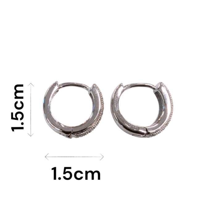 Dimensions of Sterling Silver Hoop Earrings with Sparkling Zirconia Stones