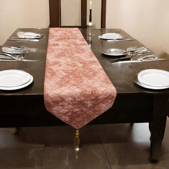 Luxurious Table runner | Padded with Peach and Gold hues