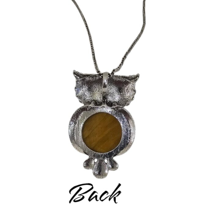 Back side view of Tiger Eye stone Pendant Necklace