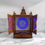 Wall mountable Wooden Home temple with doors | Puja Mandir