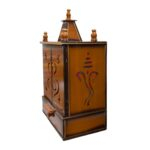 Wooden Home temple with doors | Puja Mandir with Led Backlit Panel