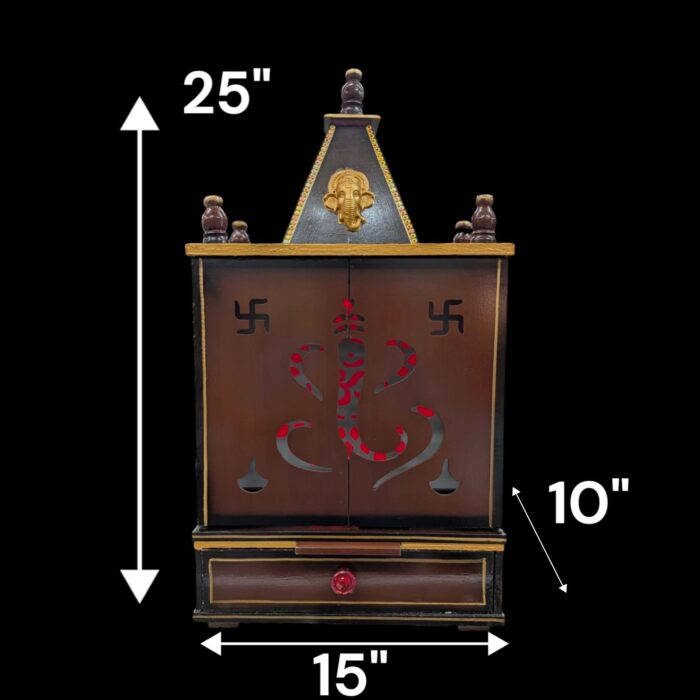 Dimensions of Wooden Home temple with doors | Pooja Mandir for Home