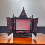 Wooden Mandir for home| Backlit Led Panel with Doors in this Temple for Home