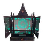 Backlit Wooden Home Temple with doors and drawer