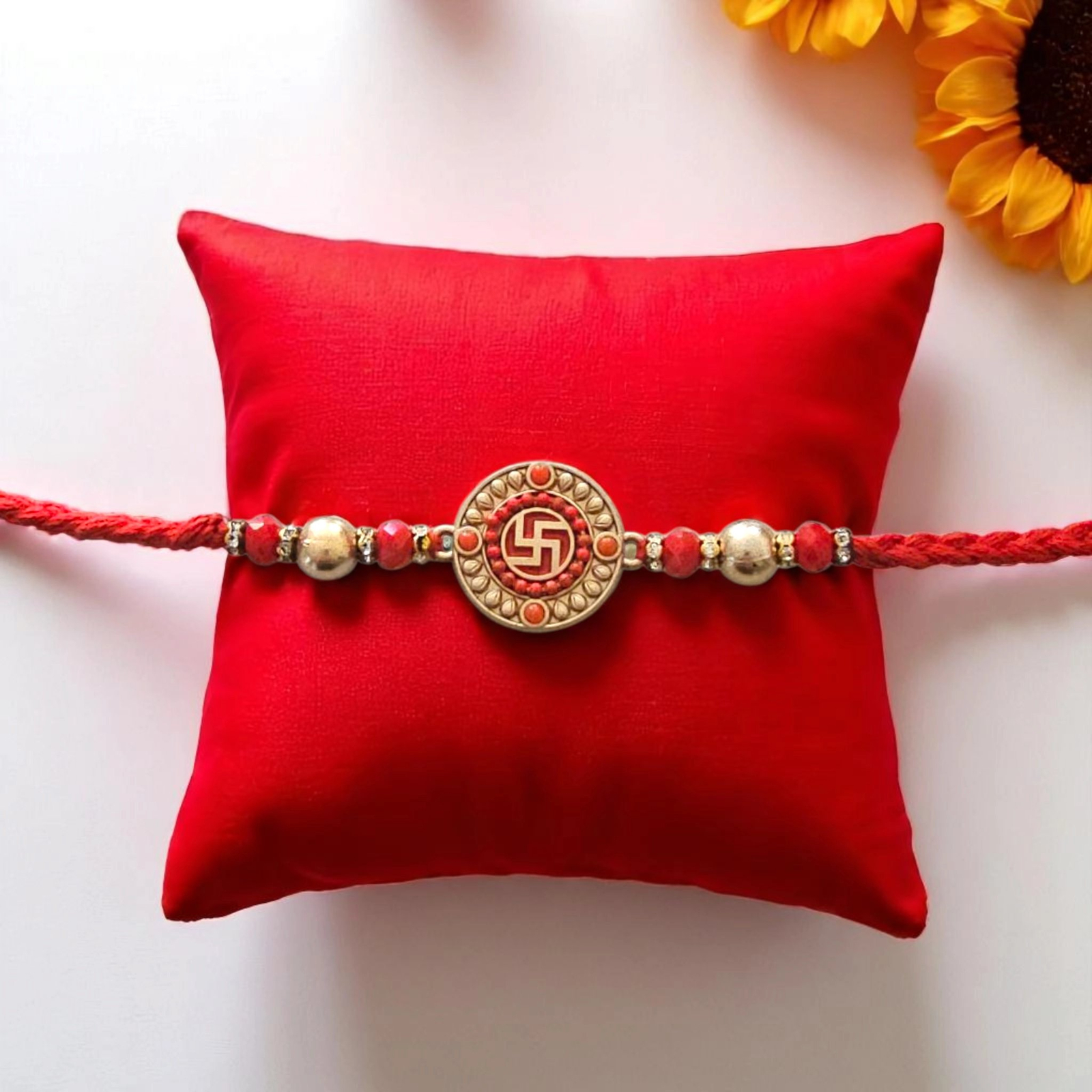 Premium Rakhi with swastik emblem Premium Rakhi with swastik emblem