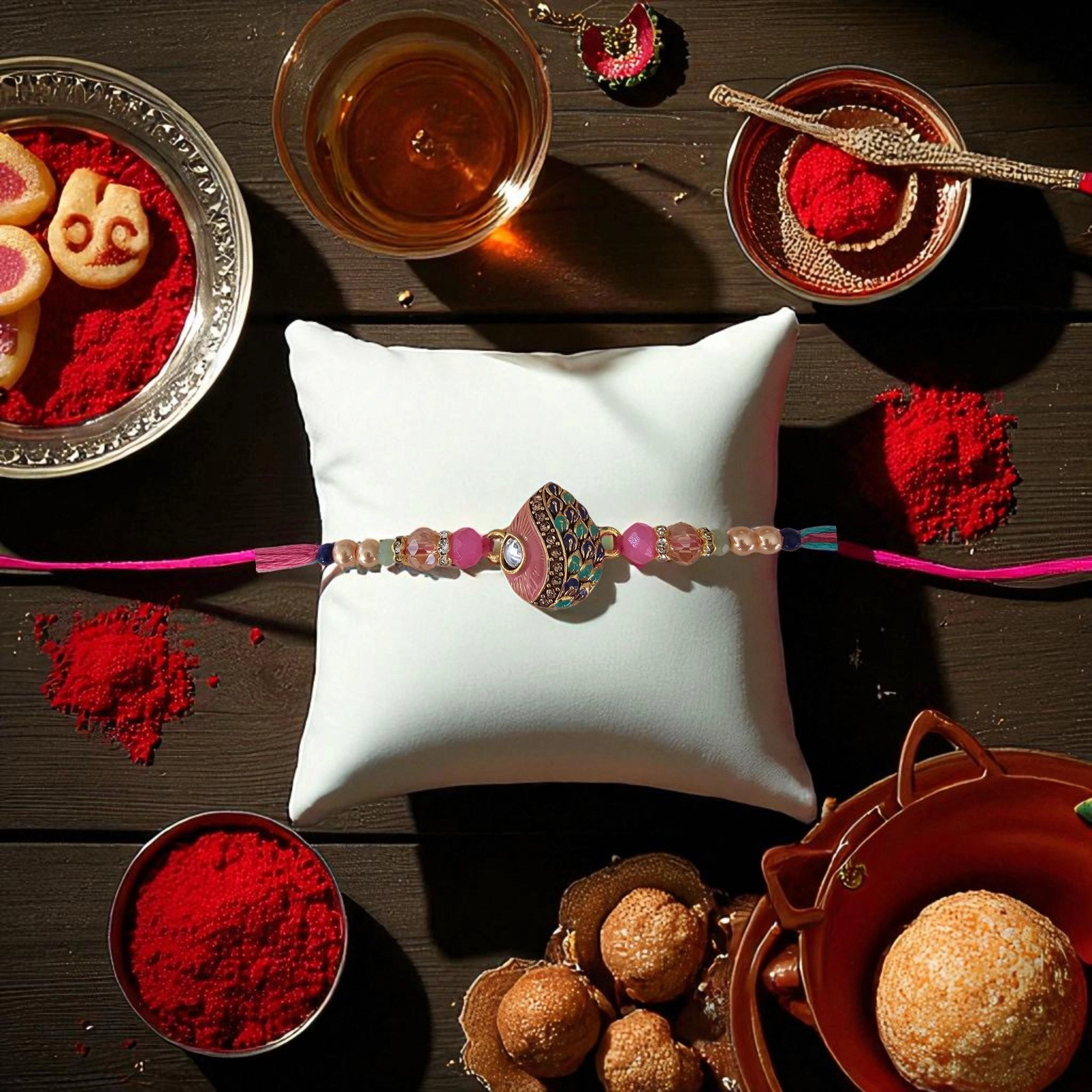 Stylish Kundan Rakhi Send Rakhi to Canada : Stylish Kundan Rakhi | Create your own Rakhi Hamper