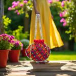 Handmade Embroidered Potli Bag - Red