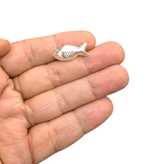925 Silver Hindu religious Fish for Pooja - 2.5cm - Image 2