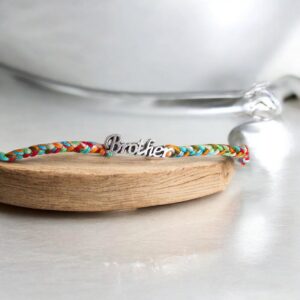 Send Love Across Borders : "Brother" Emblem Colorful Knotted Rakhi