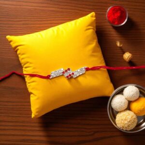 Designer Rakhi with jarkin stones