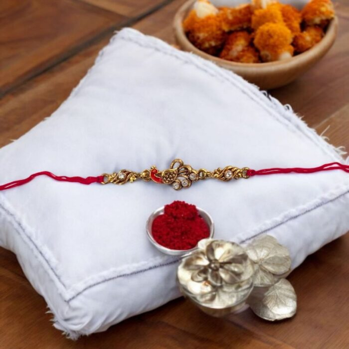 Mayur Rakhi - Golden Oxidized