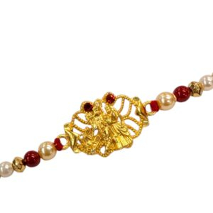 Elegant Radha Krishna Golden Rakhi