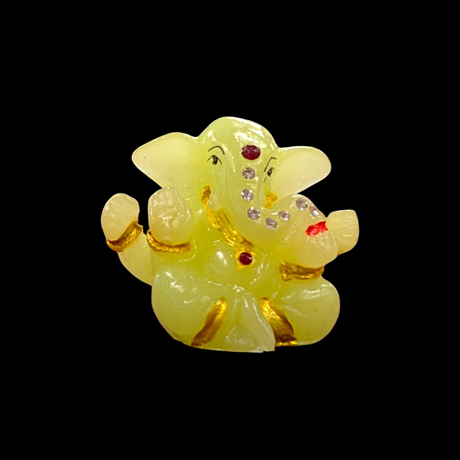 Photoroom-20250604_142216.webp Glow in the dark Car Dashboard Ganesha Idol -Taklu with stones - Image 1