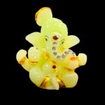 Glow in the dark Car Dashboard Ganesha Idol with Pugri and stones