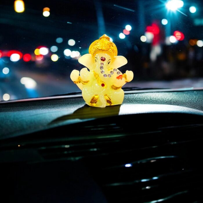 Glow in the dark Car Dashboard Ganesha Idol - crown - Image 2