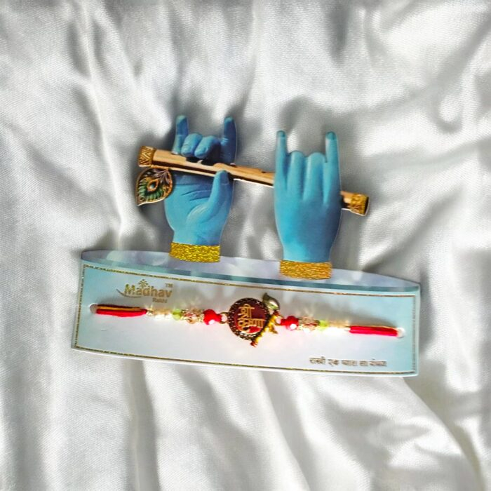 Beautiful packaging for this rakhi with Shri Krishna emblem