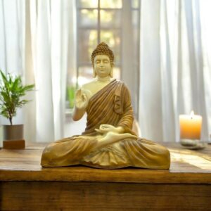 Large Meditating Buddha Statue-14 inch | Tan Brown