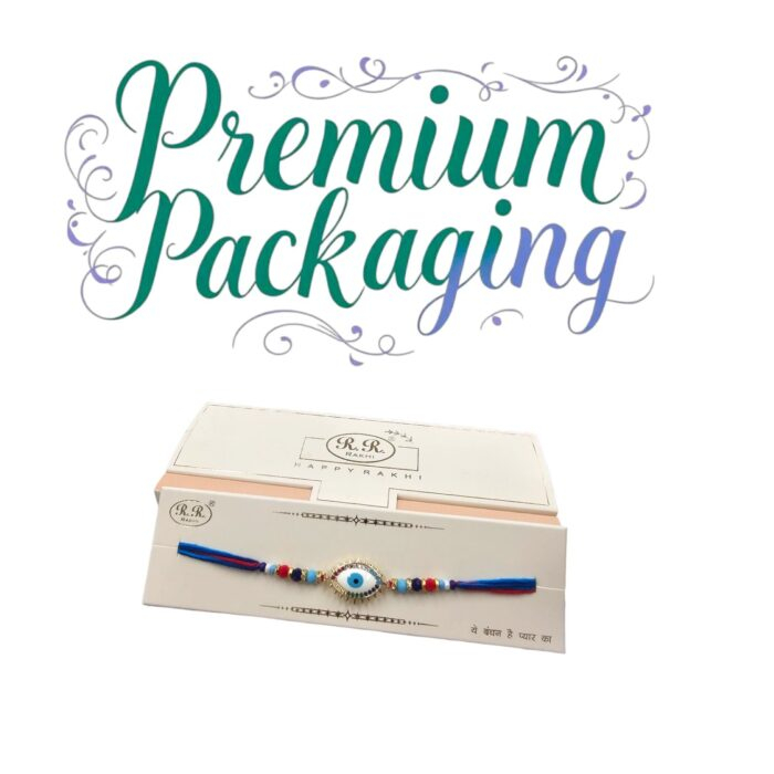 Premium packaging - Evil eye Rakhi - AD stone