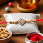 Premium Designer Rakhi - Flower shaped center piece | Best way to send Rakhi to Canada/US