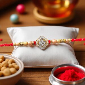 Premium Designer Rakhi - Flower shaped center piece | Best way to send Rakhi to Canada/US