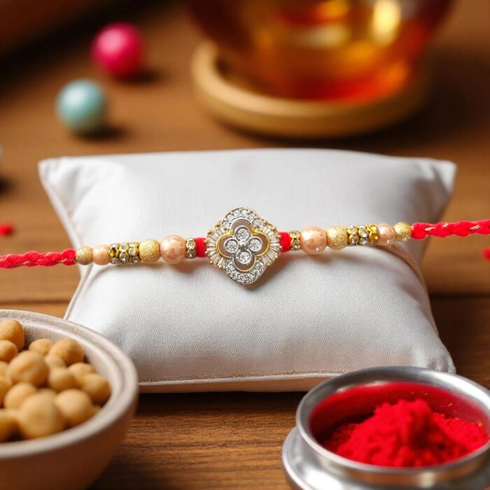 Premium Designer Rakhi - Flower shaped center piece | Best way to send Rakhi to Canada/US