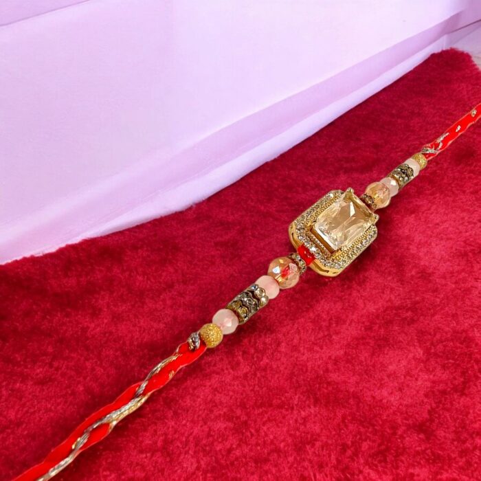 Send Rakhi to Canada: Close up of the stylish Designer Rakhi