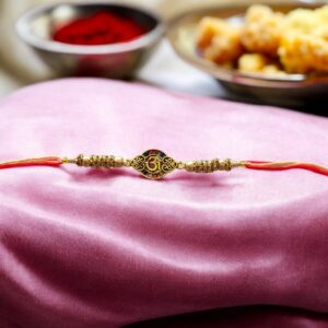 Premium Om Rakhi with stone work |Quick Ship in Canada/USA