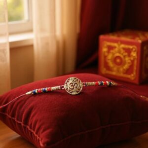 Close up of pure silver rakhi