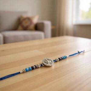 Close up of pure silver rakhi