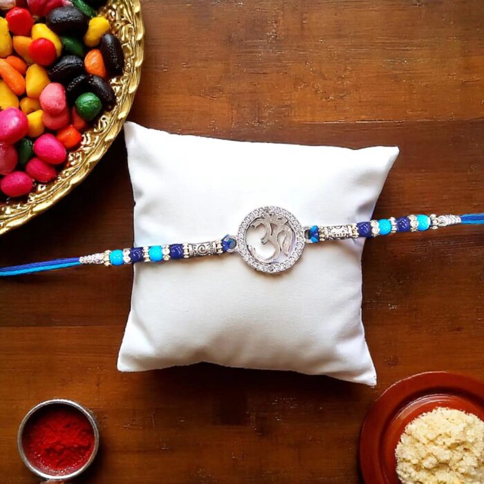 Pure Silver Rakhi - Sterling Silver Om Rakhi | Chandi ki Rakhi in Canada