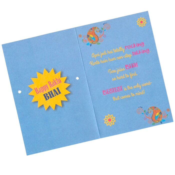 Close up of Rakhi Greeting card with special rakhi
