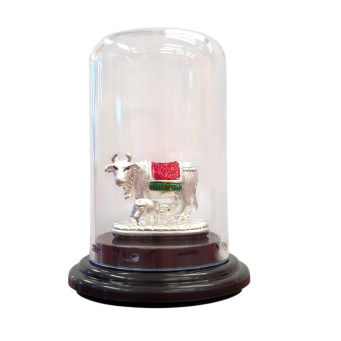 Pure Silver Kamdhenu Cow in Dome