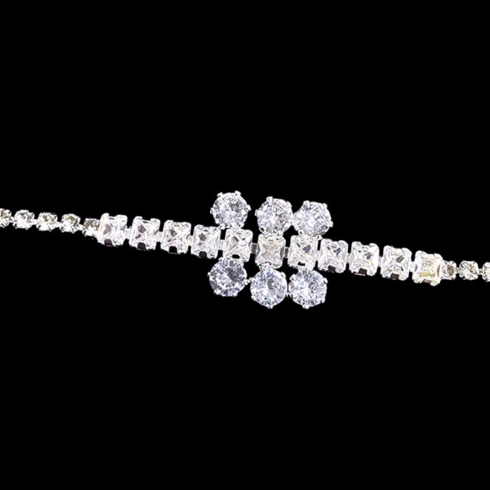 Close up of Stylish AD stone bracelet - Silver finish | Gift for her
