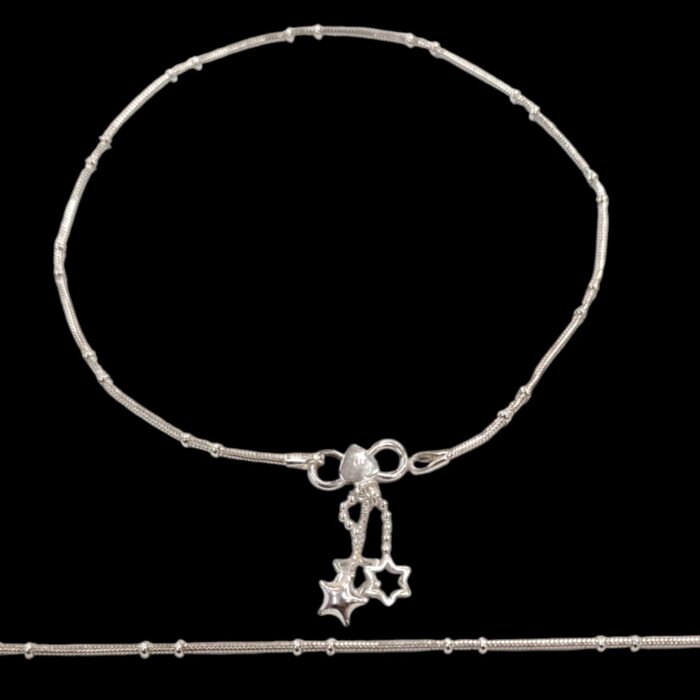 Sleek pure silver ankle bracelet