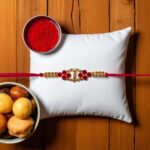 Send Rakhi to USA: Dazzling Rakhi with gold plated cz stone