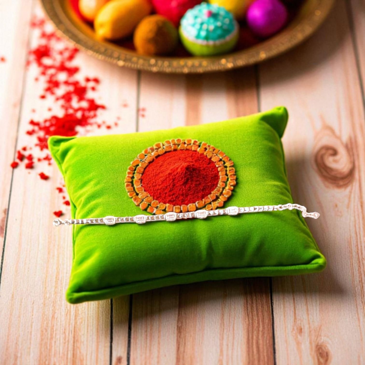 Sterling Silver Bracelet - Zirconia Chain Bracelet 925 Sterling Silver Bracelet - Zirconia Chain Bracelet | Silver Rakhi for Bhai