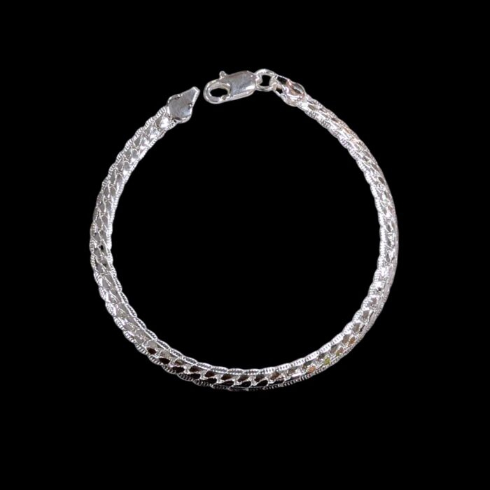 Sterling Silver Bracelet - Flat Chain design - Image 3
