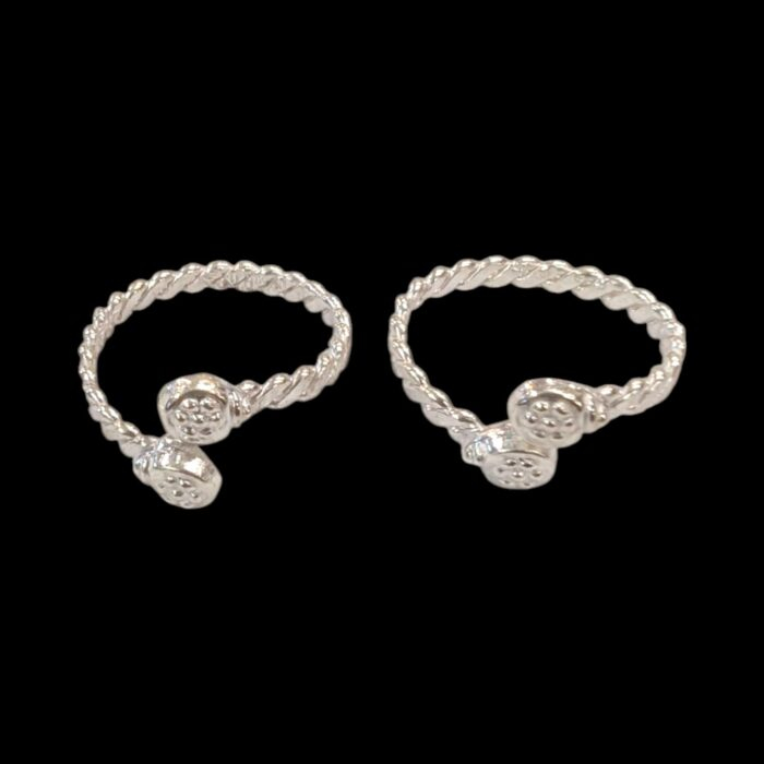 Pair of Pure Silver Toe Rings | Adjustable Toe rings - Image 2