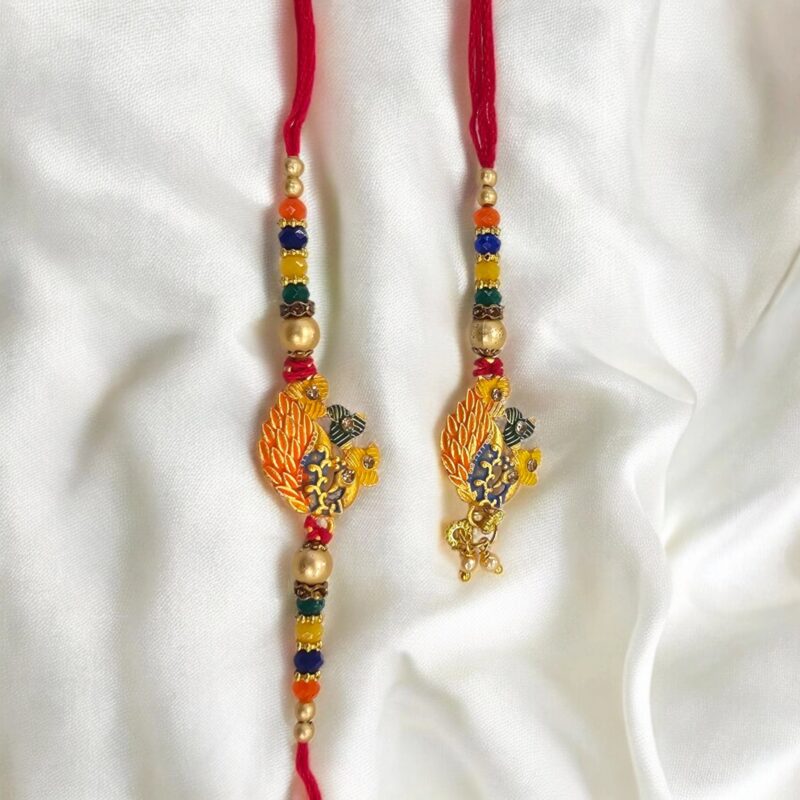 Bhai Bhabhi Rakhi set - traditional Indian sibling couple bracelet pair