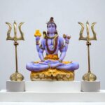 Brass Trishul with Stand - 8 inch | Pair of Brass Shiva Tridents