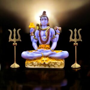 Brass Trishul with Stand - 7 inch | Pair of Brass Shiva Tridents