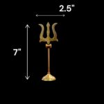 Brass Trishul with Stand - 7 inch | Pair of Brass Shiva Tridents