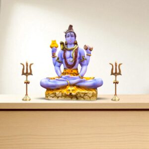 Brass Trishul with Stand - 4.2 inch | Pair of Brass Shiva Tridents