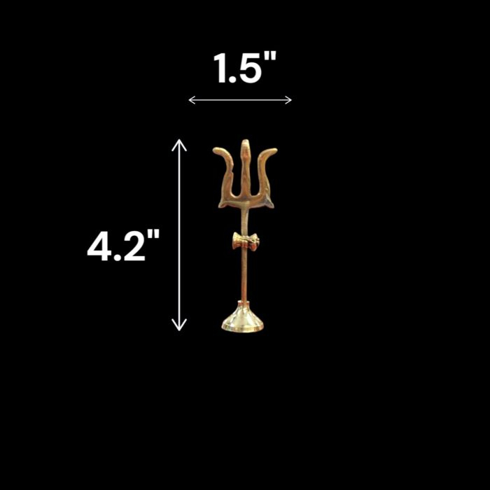 Brass Trishul with Stand - 4.2 inch | Pair of Brass Shiva Tridents