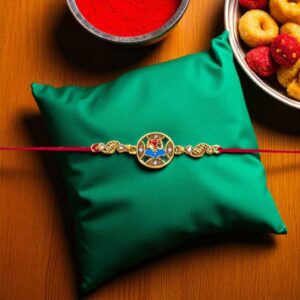 Graceful Ganesh Rakhi - Golden Oxidized